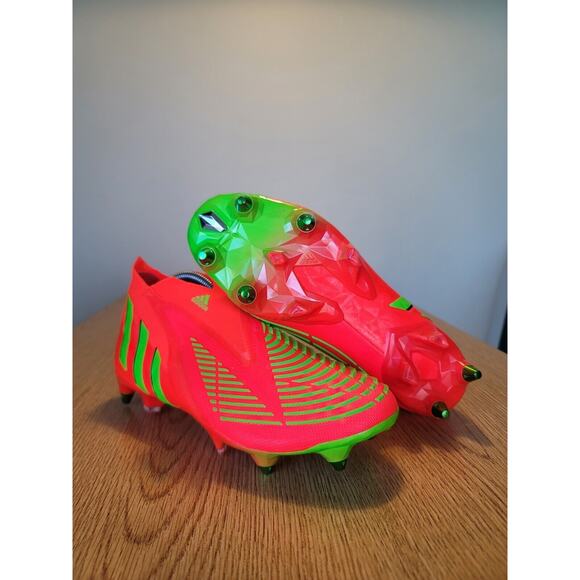 Adidas Predator Edge+ SG Solar Red Soccer Cleats M 8.5 GW1038 Soft Ground New - Picture 1 of 8